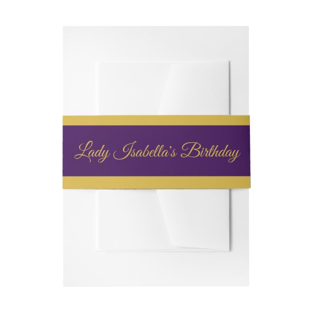 Elegant Script Birthday Invitation Belly Band Gold (Front Example)
