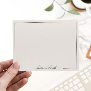 Elegant Script Black and Ivory Monogram Border Card