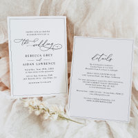 Elegant Script Black and White All In One Wedding