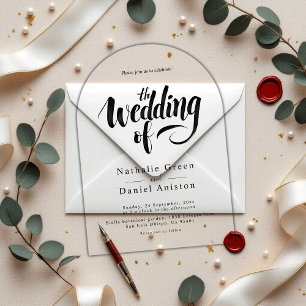 Elegant Script Black and White Calligraphy Wedding Acrylic Invitations