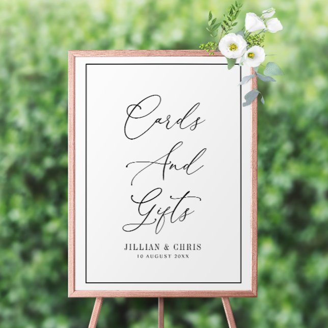 elegant script black and white Cards & Gifts sign (Creator Uploaded)