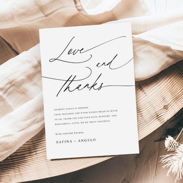 Elegant Script Black and White Classic Wedding Thank You Card (Creator Uploaded)