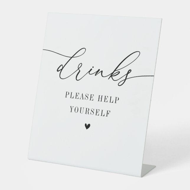 elegant script black and white drinks sign (Front)