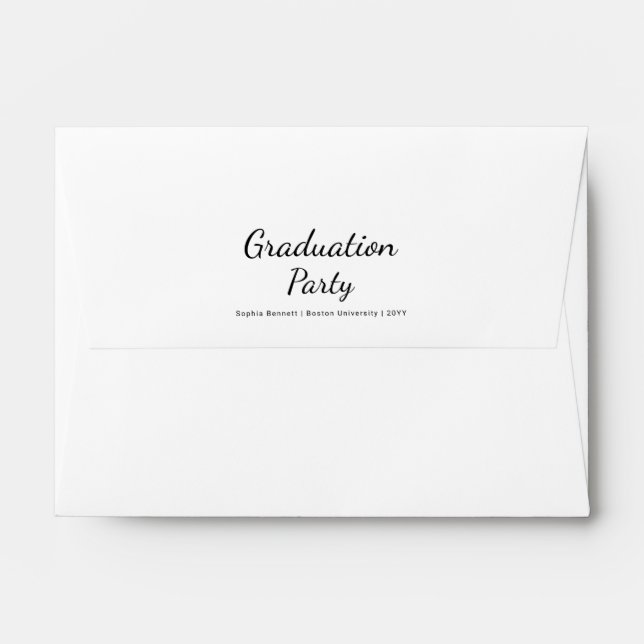 Elegant Script Black and White Graduation Envelope (Back (Top Flap))