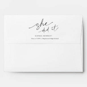 Elegant Script Black and White Graduation Envelope