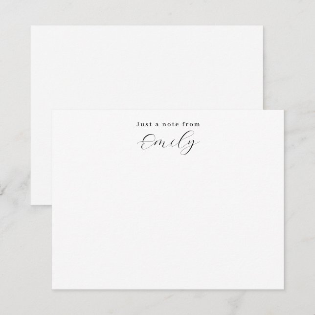 Elegant Script Black and White Personalised Flat Card (Front/Back)
