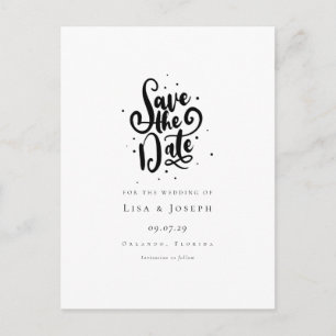 Elegant Script Black and White Save the Date Announcement Postcard