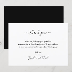 Elegant Script Black and White Thank You Card