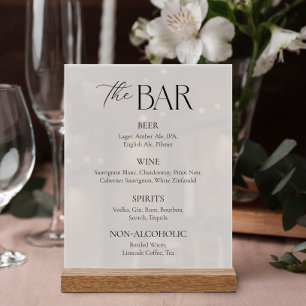 Elegant Script Black and White Wedding Bar  Acrylic Sign