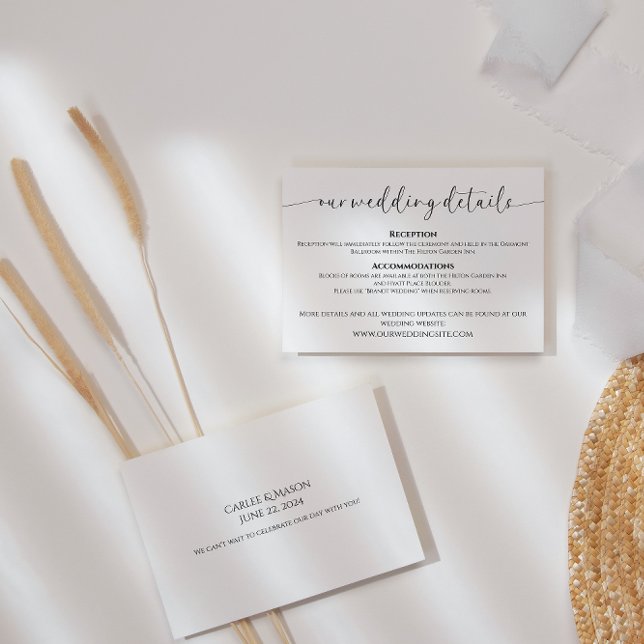 Elegant Script Black and White Wedding Details Enclosure Card (Creator Uploaded)