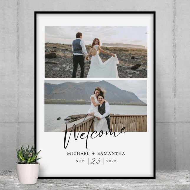Elegant Script Black and White Wedding Welcome Poster (Creator Uploaded)