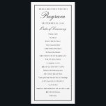 Elegant Script Black Border Wedding Program Programme<br><div class="desc">Fully editable,  elegant,  simple wedding ceremony program template for any style of wedding.  Classic black and white wedding program with editable border thickness and colour on front and back.</div>