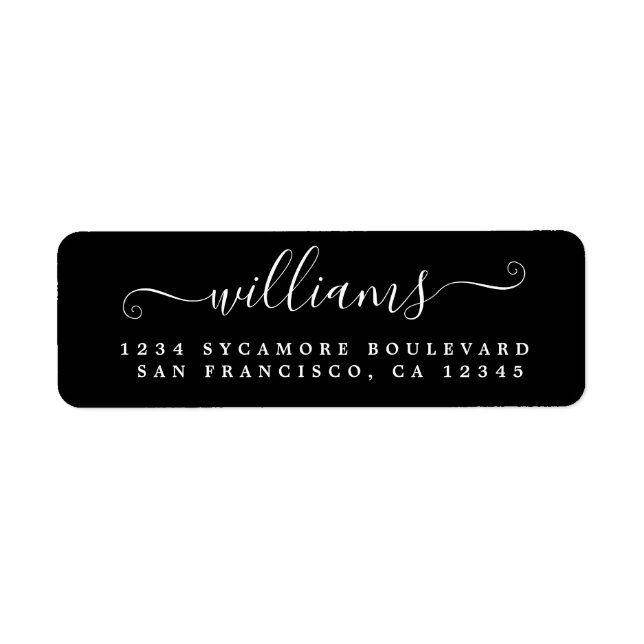Elegant Script Black Family Return Address (Front)