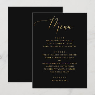 Elegant Script Black & Gold Classic Wedding Menu