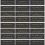 Elegant Script Black Gold Wedding Guest Address<br><div class="desc">Modern Elegant Script Black and Gold Minimalist Wedding Guest Name Address custom personalised Labels Stickers. The guest name is written in a swirly cursive hand lettered swash tail font script. This has 24 stickers.</div>