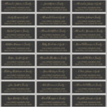 Elegant Script Black Gold Wedding Guest Address<br><div class="desc">Modern Elegant Script Black and Gold Minimalist Wedding Guest Name Address custom personalised Labels Stickers. The guest name is written in a swirly cursive hand lettered swash tail font script. This has 24 stickers.</div>