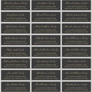 Elegant Script Black Gold Wedding Guest Address