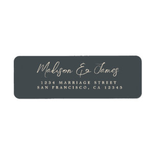 Elegant Script Black Ivory Wedding Return Address