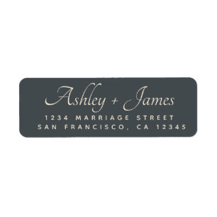 Elegant Script Black Ivory Wedding Return Address