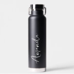 Elegant Script Black Personalised Wedding  Water Bottle<br><div class="desc">Modern Elegant black and white minimalist wedding design,  simple and classy. Add your name to this water bottle for a personalised wedding favour,  bridal party gift or just for everyday use!</div>