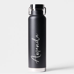 Elegant Script Black Personalised Wedding  Water Bottle