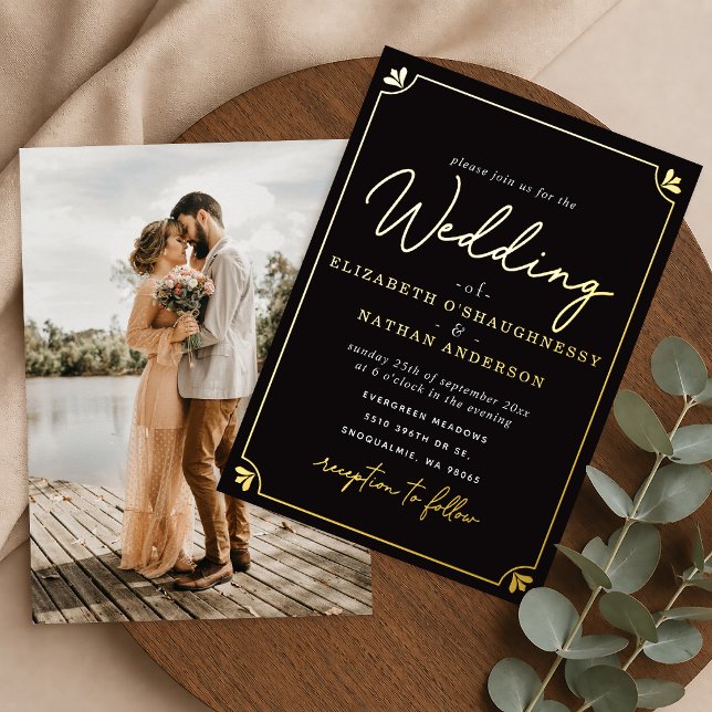 Elegant Script Black Photo Wedding (Creator Uploaded)