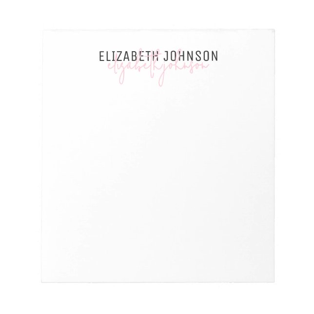 Elegant Script Black Pink Classic Notepad (Front)