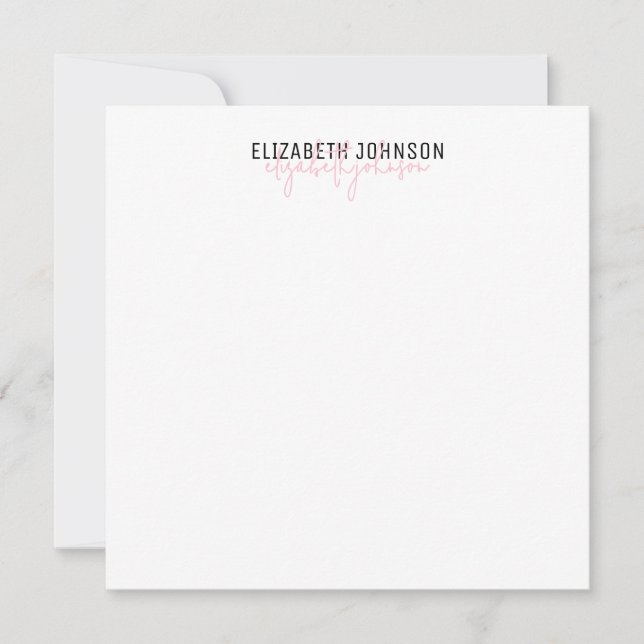 Elegant Script Black Pink Name Classic Card (Front)
