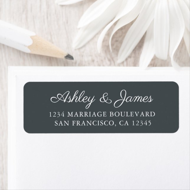 Elegant Script Black Wedding Return Address (Insitu)