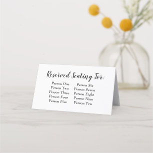 Elegant Script Black Wedding Table Seating Chart Place Card