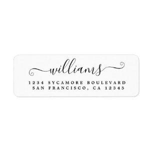Elegant Script Black White Family Return Address