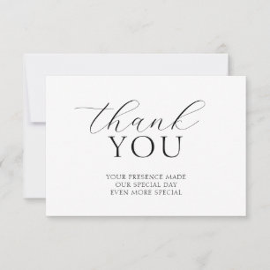 Elegant Script Black & White Flat QR Code Wedding Thank You Card