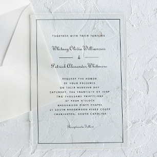 Elegant Script Black White Formal Classic Weddings Acrylic Invitations