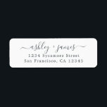 Elegant Script Black White Return Address Label<br><div class="desc">Chic, modern black and white return address label with your names in off-black elegant handwritten script calligraphy. Simply add your names and address. Exclusively designed for you by Happy Dolphin Studio. Perfect for all your invitation envelopes! If you need any help or matching products please contact us at happydolphinstudio@outlook.com. We're...</div>
