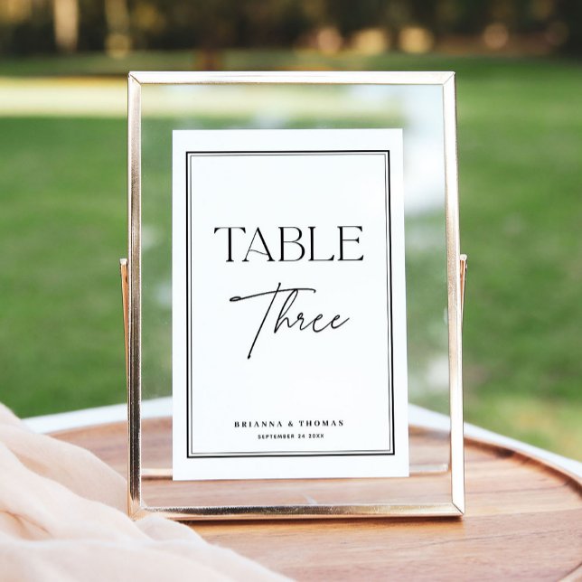 Elegant Script Black & White Table Number 3 (Creator Uploaded)