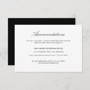 Elegant Script Black White Wedding Accommodations Enclosure Card