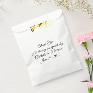 Elegant script black white Wedding gift Favour Bags