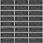 Elegant Script Black White Wedding Guest Address<br><div class="desc">Modern Elegant Script Black and White Minimalist Wedding Guest Name Address custom personalised Labels Stickers on black background. The guest name is written in a cursive swirly hand lettered swash tail font script. This has 24 stickers.</div>
