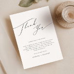 Elegant Script Black White Wedding Reception Table Thank You Card<br><div class="desc">Grace each wedding reception table with a note that speaks volumes. This Elegant Script Black and White Wedding Reception Table Thank You Card offers a heartfelt message to your guests. Its modern simple design complements any wedding place setting, providing a seamless blend of utility and sentiment. These thank you place...</div>
