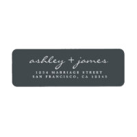Elegant Script Black White Wedding Return Address