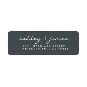 Elegant Script Black White Wedding Return Address