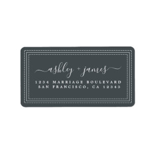Elegant Script Black White Wedding Return Address Label