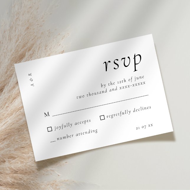 Elegant Script Black White Wedding Simple RSVP Card (Creator Uploaded)