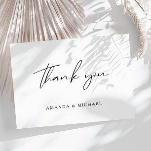 Elegant Script Black White Wedding Thank You Postcard