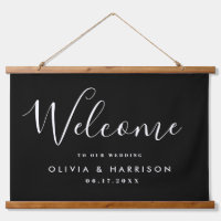 Elegant Script Black White Wedding Welcome