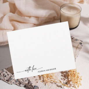 Elegant Script Black White With Love Thank You Card