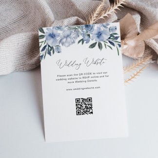 elegant script blue floral wedding website enclosure card