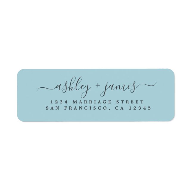 Elegant Script Blue Glow Wedding Return Address (Front)