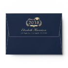 Elegant Script Blue Gold Graduation Return Address