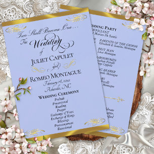 Elegant Script - Blue Pearl/Gold Wedding Programme